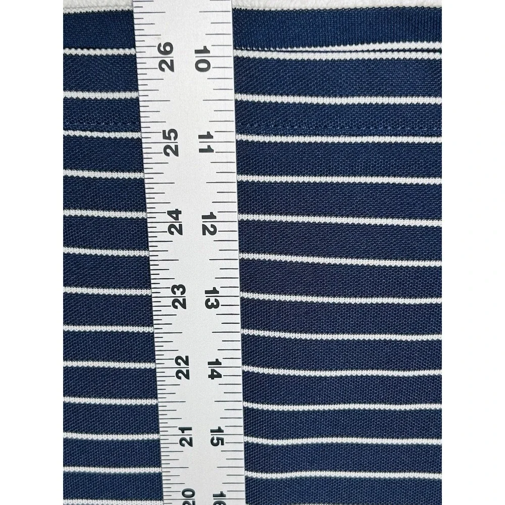 The North Face Mesh Polo Shirt Mens L Navy Blue Striped Coolmax 1/4Zip Excellent